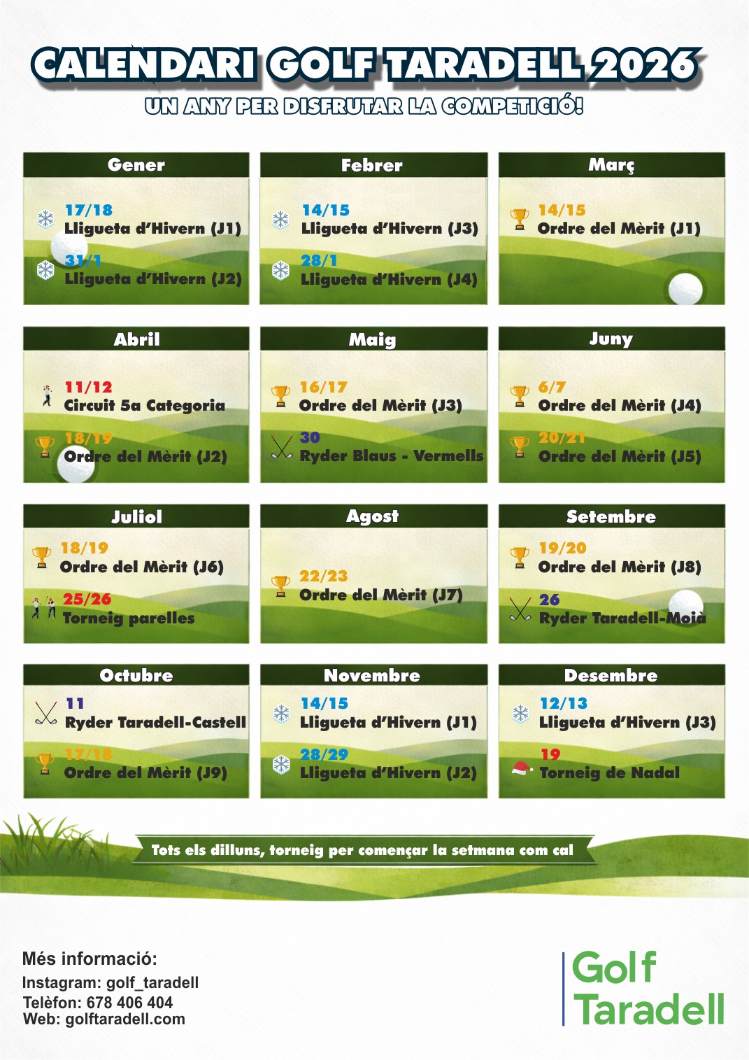 Calendari torneigs 2026 2
